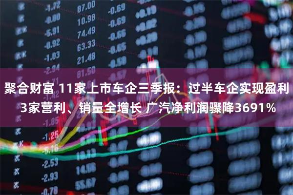 聚合财富 11家上市车企三季报：过半车企实现盈利 3家营利、销量全增长 广汽净利润骤降3691%